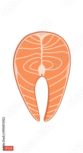 Salmon steak, raw fish slice, isolated on white background