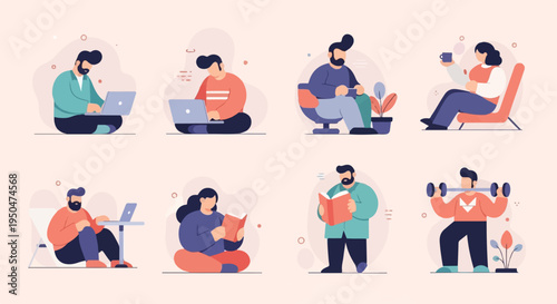 Diverse people engaged in various leisure and work activities (1)