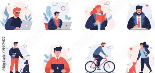 Diverse people engaged in various daily activities, including work and leisure (1)
