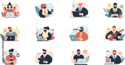 Diverse people engaged in various work and leisure activities (1)