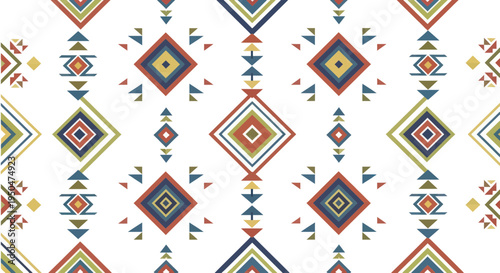 Bohemian Geometric Pattern, Tribal Diamond Shapes, Navajo Inspired