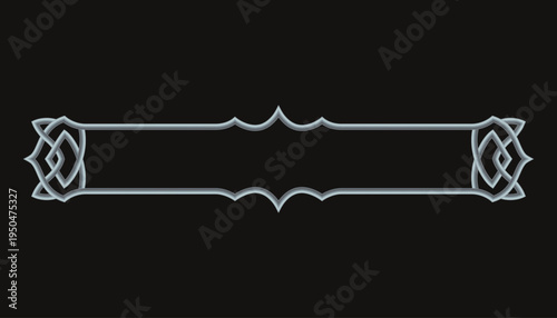Frame medieval game ui. Empty rectangle frame in old style, interface element. Metallic banner or decorative border. Vector cartoon of blank rectangle button