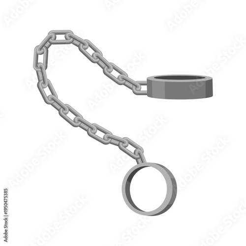 Metal handcuffs with chain on neutral background, linked cuffs open, brushed steel texture, subtle shadow, minimalist composition conveying restraint, security and arrest equipment