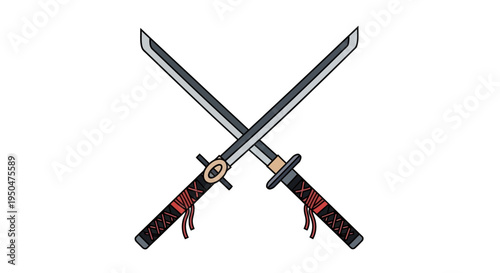 Crossed Katana Swords - Samurai Weaponry Illustration