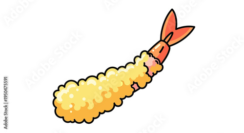 Crispy Shrimp Tempura Isolated on White Background, Japanese Cuisine