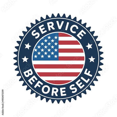American service before self patriotic emblem with USA flag  military symbol