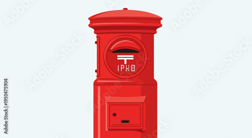 Red Japanese Mailbox Post Box Isolated on White Background