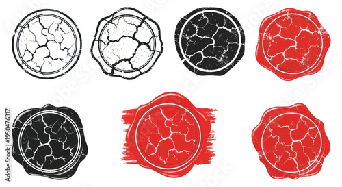 Distressed Wax Seal Stamps - Vintage Grunge Design Elements