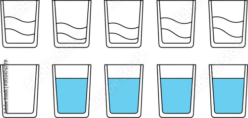 AA simple illustration of glasses filled with different levels of water