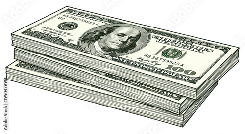 Stack of US Dollar Bills - Financial Wealth and Prosperity Illustration