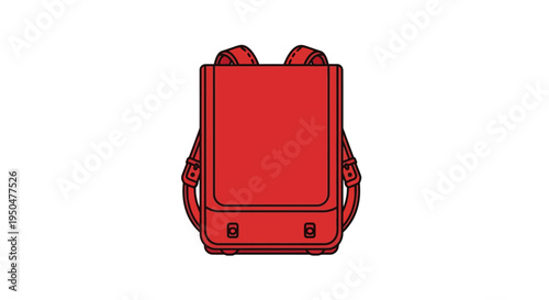 Red Backpack, School Bag, Satchel, Minimalist Design, Isolated on White Background
