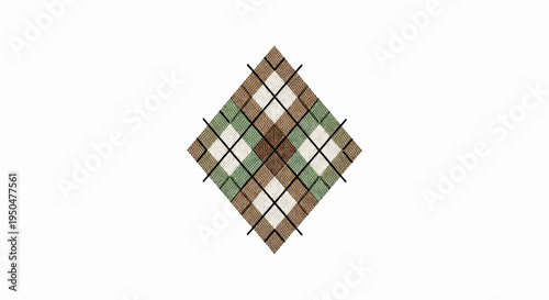 Diamond-shaped argyle pattern in earthy tones with black lines