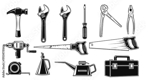 Industrial Hand Tools and Workshop Equipment Vector Collection