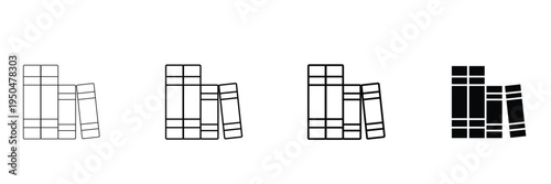 Stacked books standing in a row for education and library reading concept as icon vector illustration