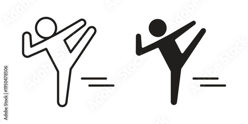 Kung fu icon. Simple linear element illustration. Thin stroke sign can be used for web, mobile and UI.