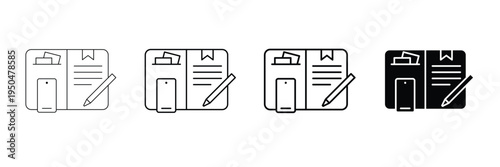Notebook with pencil and smartphone showing planning and workplace productivity concept as icon vector illustration