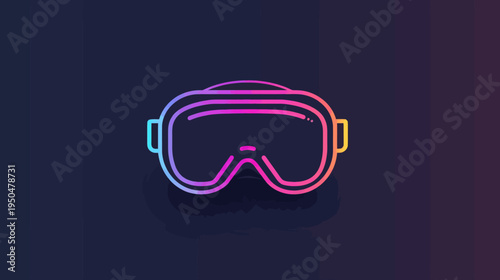 Abstract illustration of virtual reality goggles with colorful outline design