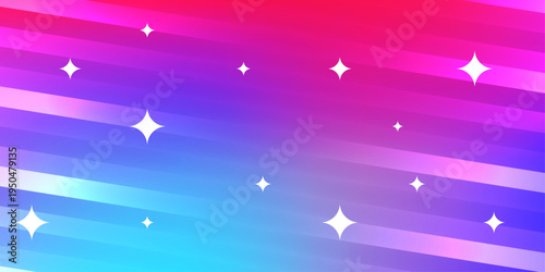 Modern artistic background with sleek diagonal stripes and glowing stars in a vivid rainbow spectrum including pink and teal hues for professional branding and presentation slides