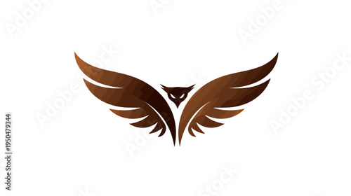 Stylized Brown Owl with Outstretched Wings - Abstract Minimalist Graphic Design Element for Wisdom and Night Themes