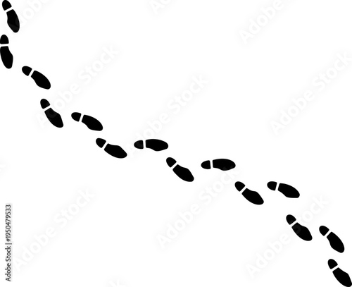 Bare foot track wave, thin line human footprint trail curve set on white background. Minimalist walking person steps, bare foot track design, simple body part shape. Footprint line art