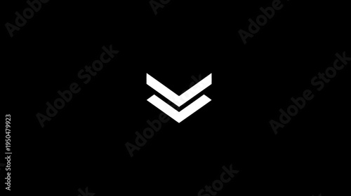 Minimalist white double chevron arrows pointing down on a black background, a simple graphic element for UI and web design