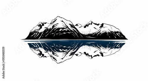 Majestic mountains reflected in dark, still water