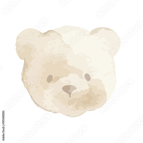 Watercolor-style cute teddy bear illustration, soft stuffed animal for baby and kids　くまのぬいぐるみ