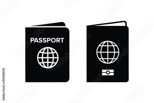 Passport icons: international travel document set