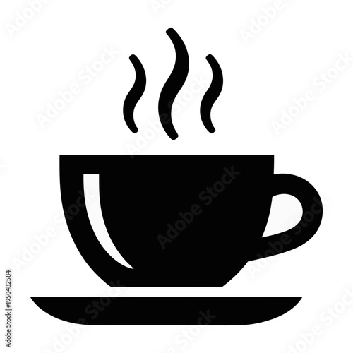Vector of a steaming coffee cup on a saucer