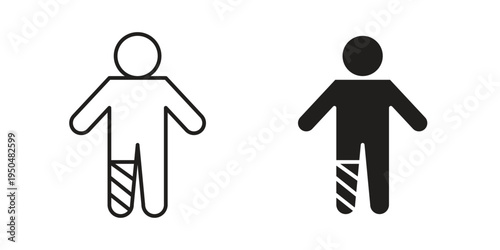Man with broken leg icon. Simple linear element illustration. Thin stroke sign can be used for web, mobile and UI.