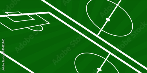 Green color football stadium field . Top view . Vector for international championship tournament.