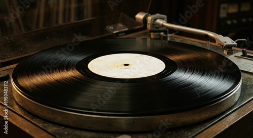 Canvastavla Vintage Vinyl Record Spinning on an Old Turntable Platter