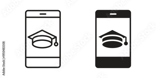Mobile learning icon. Simple linear element illustration. Thin stroke sign can be used for web, mobile and UI.