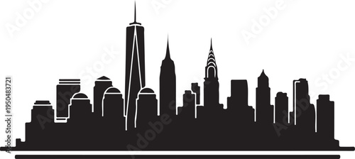 New York City skyline silhouette with skyscrapers and buildings  cityscape