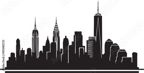 New York City skyline silhouette with iconic skyscrapers and buildings  cityscape