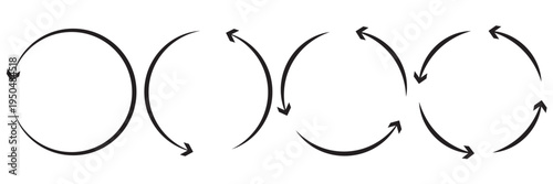 Arrow reload sign. Recycle symbol. Interconnecting round arrow vector icons set. Recycle, repeat, refresh arrow with white background EPS10