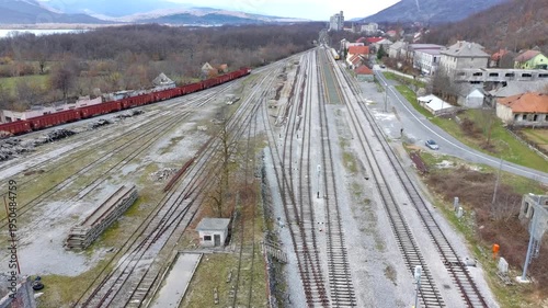 Wallpaper Mural Aerial drone photo of industrial railroad terminal in Gracac, Croatia Torontodigital.ca