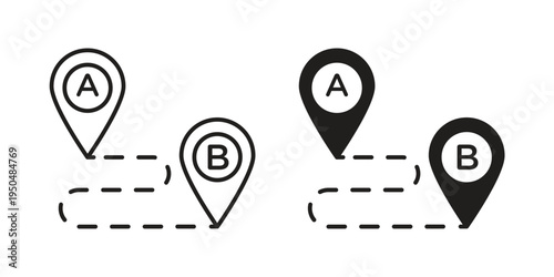 Path A to B icon. Simple linear element illustration. Thin stroke sign can be used for web, mobile and UI.