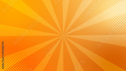 A vibrant orange sunburst background with radiating rays