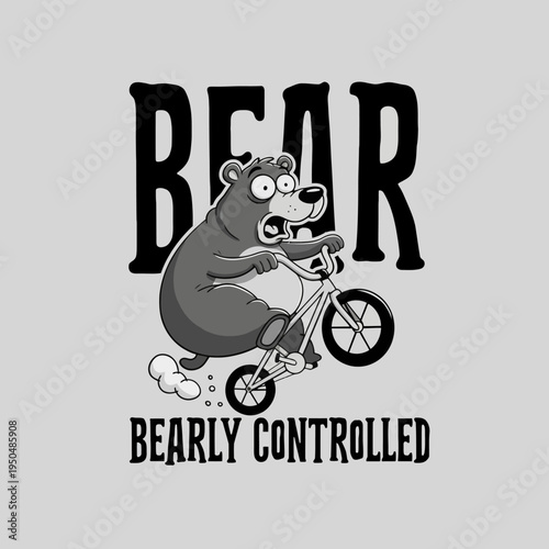 Bear Riding Bicycle Freely Outdoors.