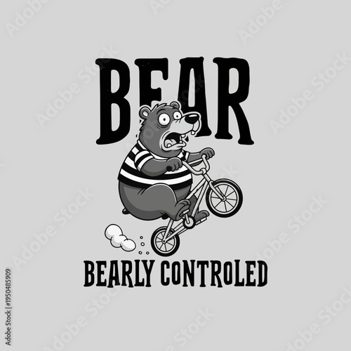 Bear Riding Bicycle Wearing Sweater.
