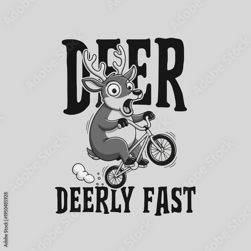 Deer Riding Bicycle Fast Speed.