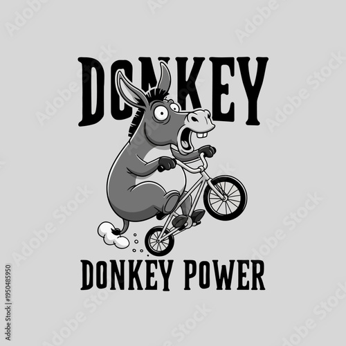Donkey Riding Bicycle with Excitement.