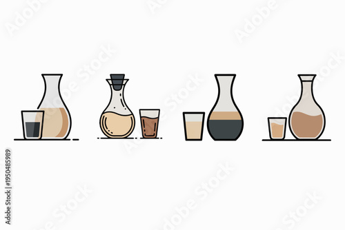 minimalist glass carafe with drinking glass