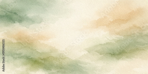 Vintage abstract watercolor sky background featuring grunge paper texture with aged parchment clouds and antique brown patterns