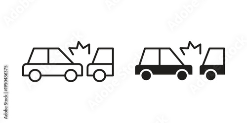 Rear end collision icon. Simple linear element illustration. Thin stroke sign can be used for web, mobile and UI.