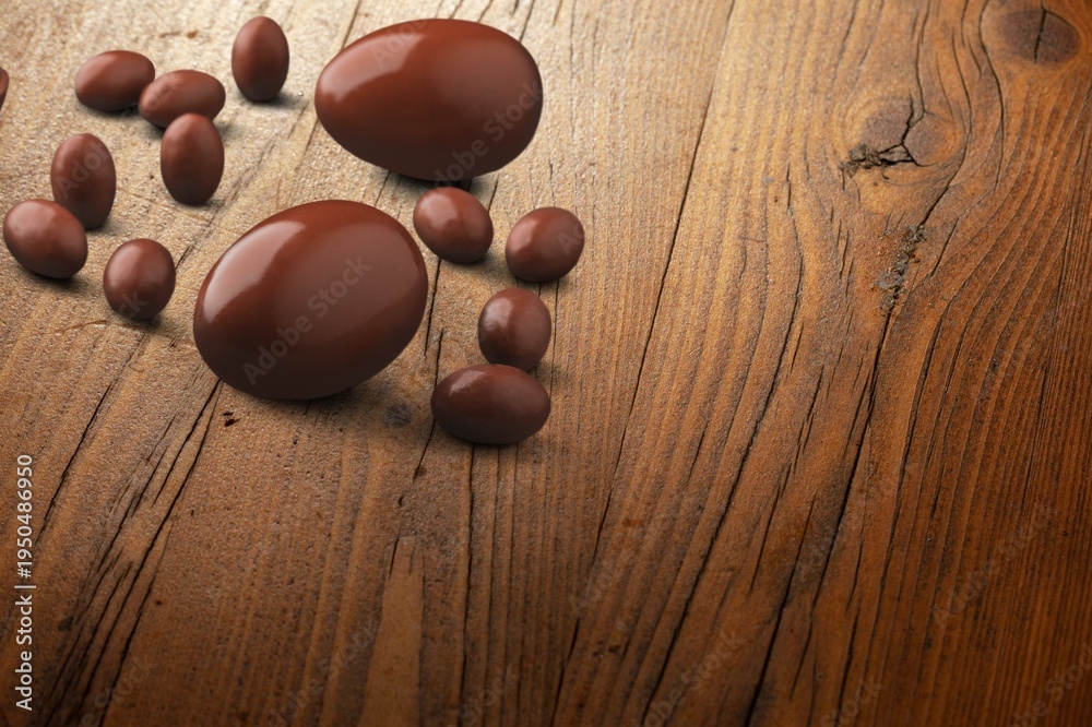 Fototapeta premium Small tasty sweet Chocolate eggs Easter sweet.