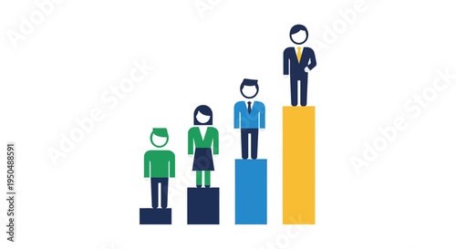 Businessman standing on tallest podium.