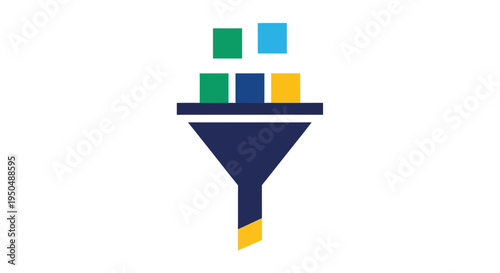 Colorful funnel with blocks on top.