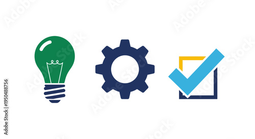 Light Bulb Gear Check Icons.